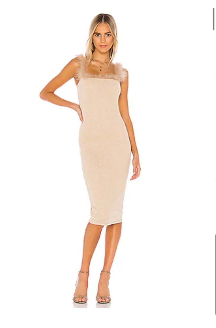 $148 Lovers + Friends COURTNEY MIDI DRESS
Color: Nude Shimmer
